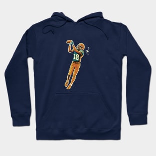 Vintage Pixelated American Football Player Catching Ball Illustration Hoodie